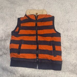 Carter's Orange and Black Striped Vest with Sherpa Collar